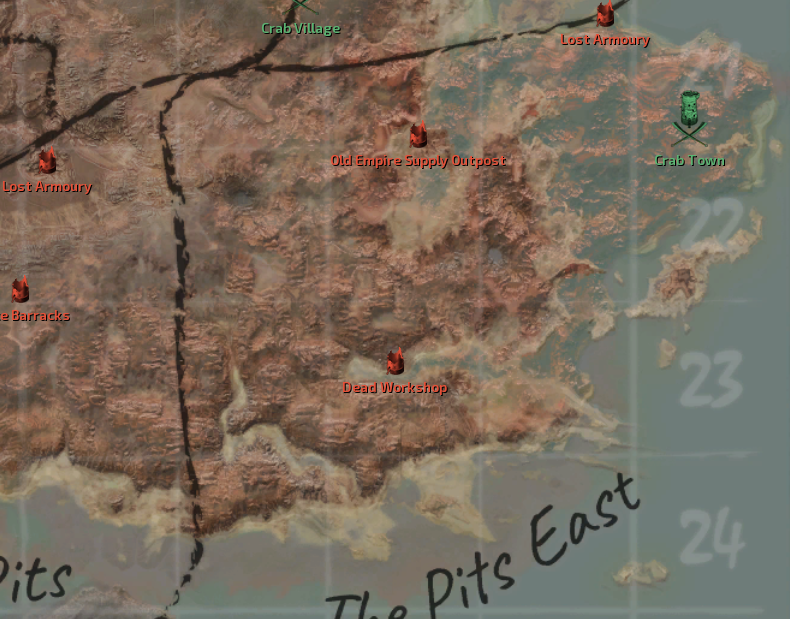 The Pits East Map Locations